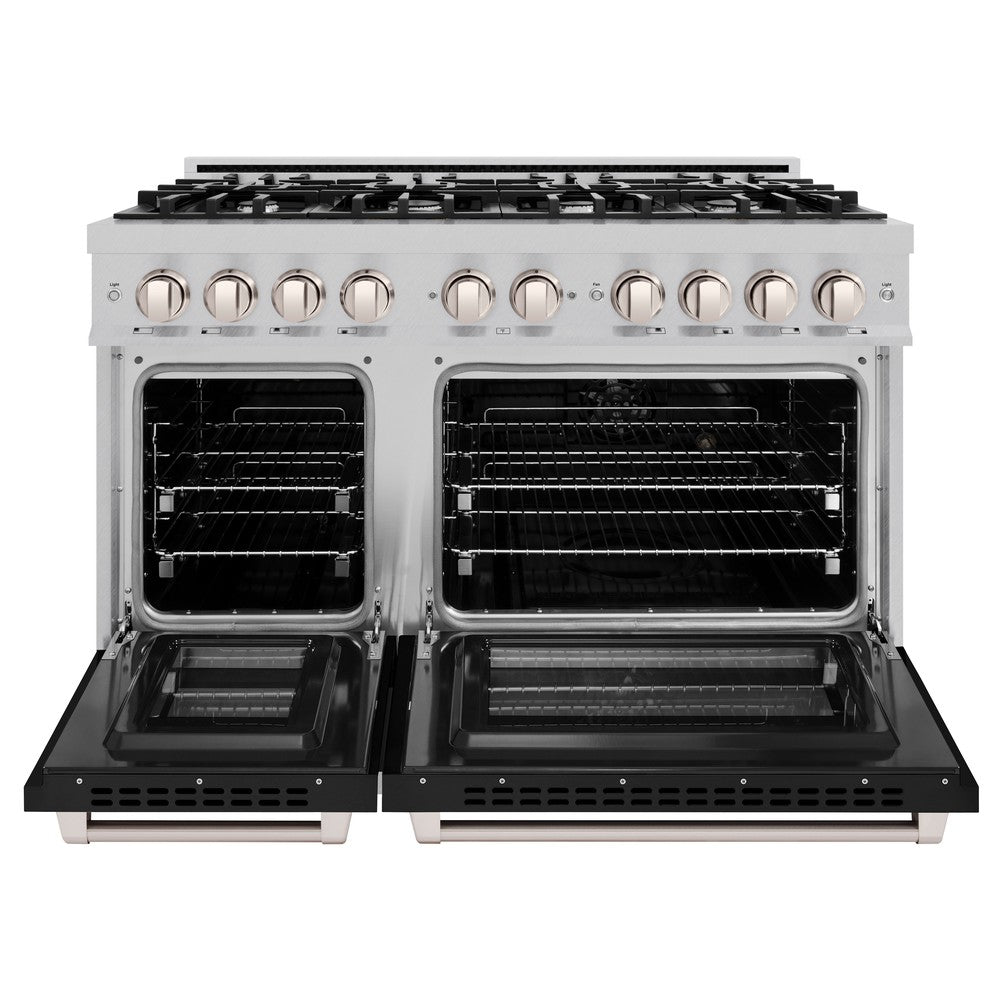 ZLINE 48 in. Select Double Oven Dual Fuel Range, 6.7 cu. ft., 8 Burners, Stainless Steel with Black Matte Doors (HDR-BLM-48)