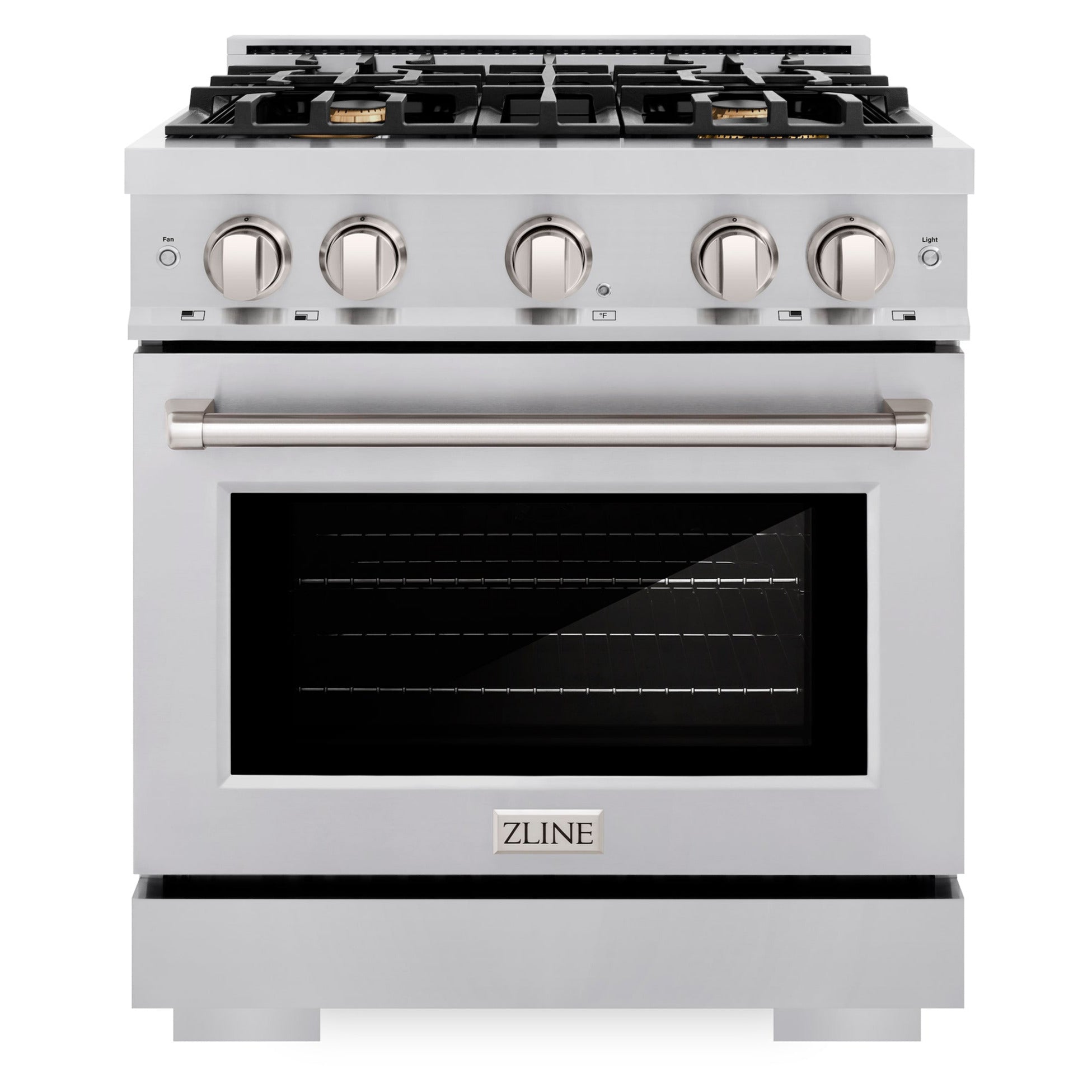 ZLINE 30 in. 4.2 cu. ft. Select Dual Fuel Range with 4 Brass Burners in Stainless Steel (HDR-BR-30)