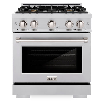 ZLINE 30 in. 4.2 cu. ft. Select Dual Fuel Range with 4 Brass Burners in Stainless Steel (HDR-BR-30)