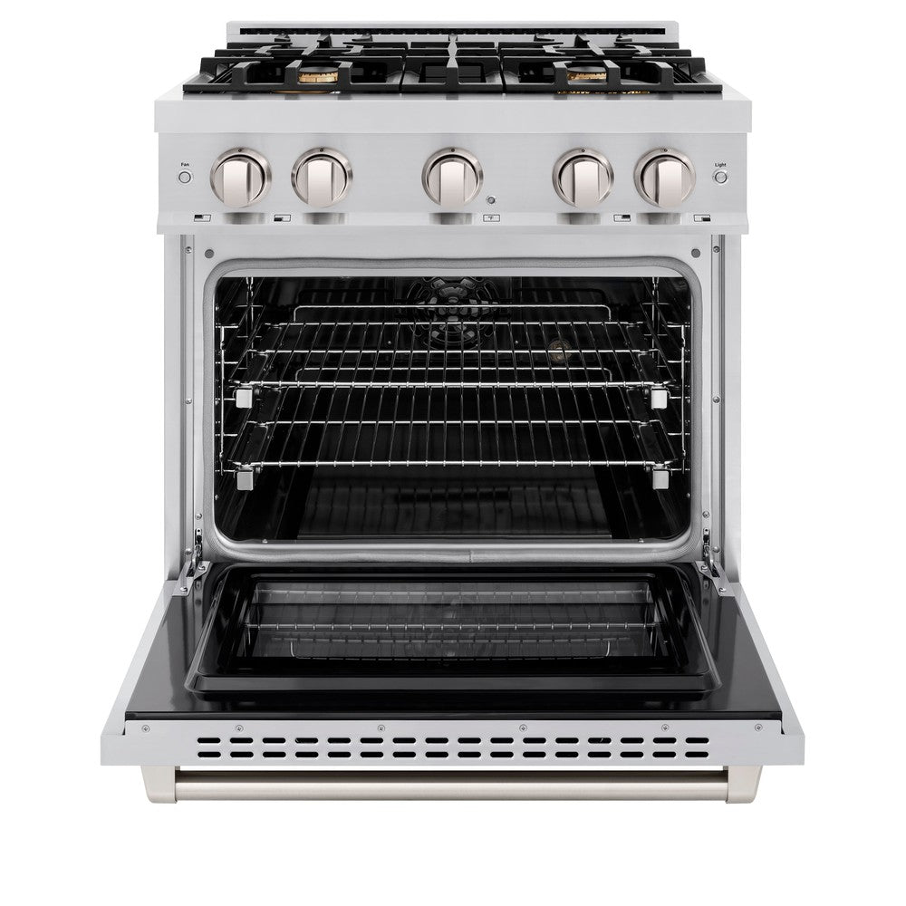 ZLINE 30 in. 4.2 cu. ft. Select Dual Fuel Range with 4 Brass Burners in Stainless Steel (HDR-BR-30)