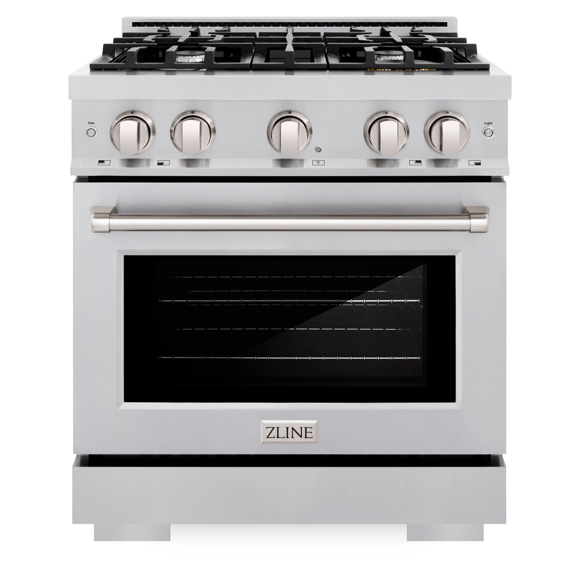 ZLINE 30 in. Select Dual Fuel Range, 4.2 cu. ft. Electric Convection Oven, 4 Burner Gas Cooktop, Satin Stainless Steel (HDRS-30)