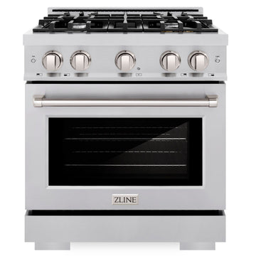 ZLINE Select 30 in. Dual Fuel Range with 4 Gas Burners and Electric Convection Oven, 4.2 cu. ft., Stainless Steel (HDR30)