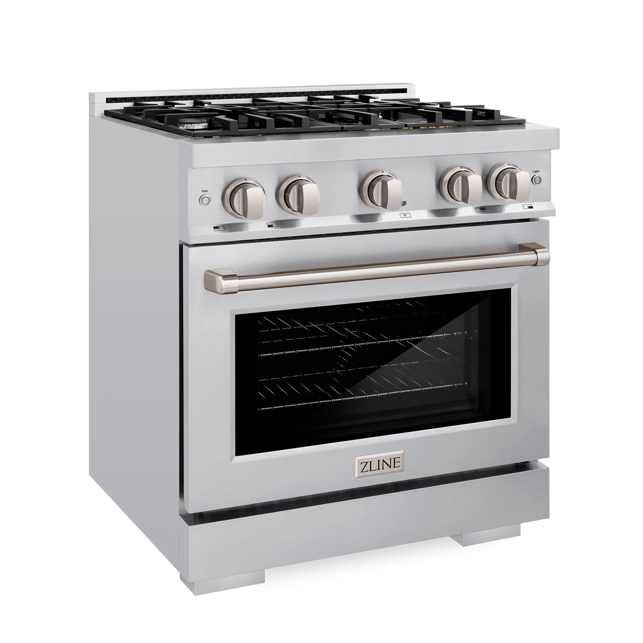 ZLINE 30 in. Select Dual Fuel Range, 4.2 cu. ft. Electric Convection Oven, 4 Burner Gas Cooktop, Satin Stainless Steel (HDRS-30)
