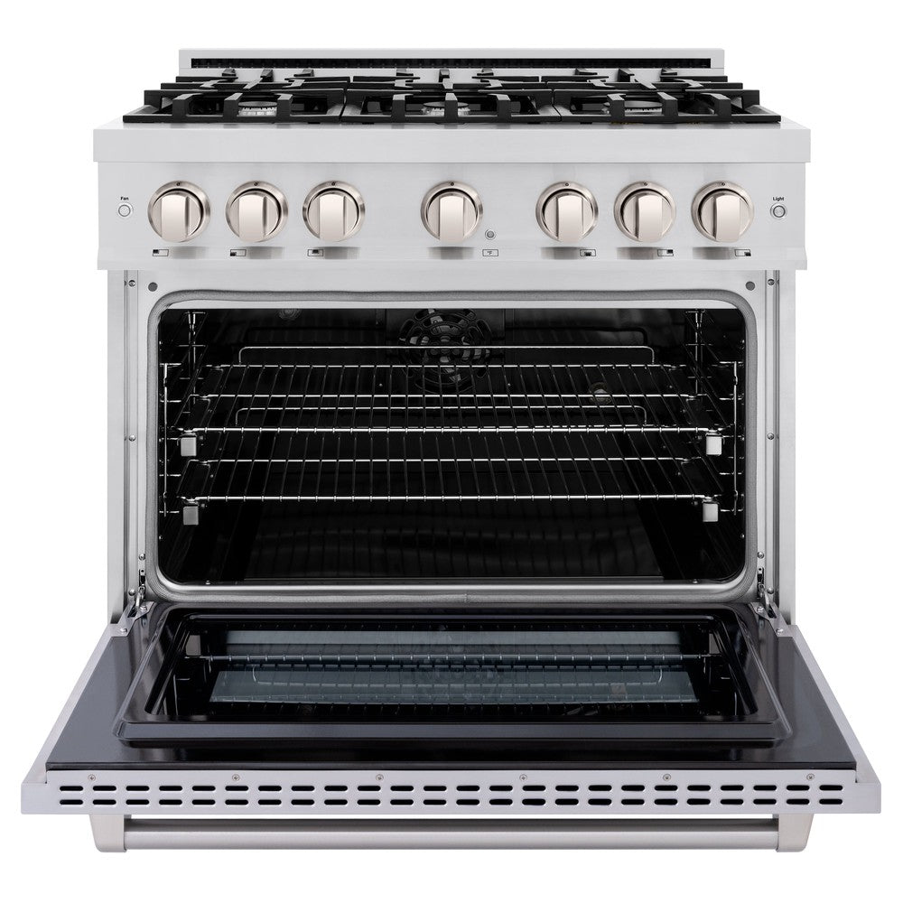 ZLINE 36 in. Dual Fuel Range 5.2 cu. ft. 6 Burner Gas Cooktop Electric Convection Oven Stainless Steel, MODEL HDR36