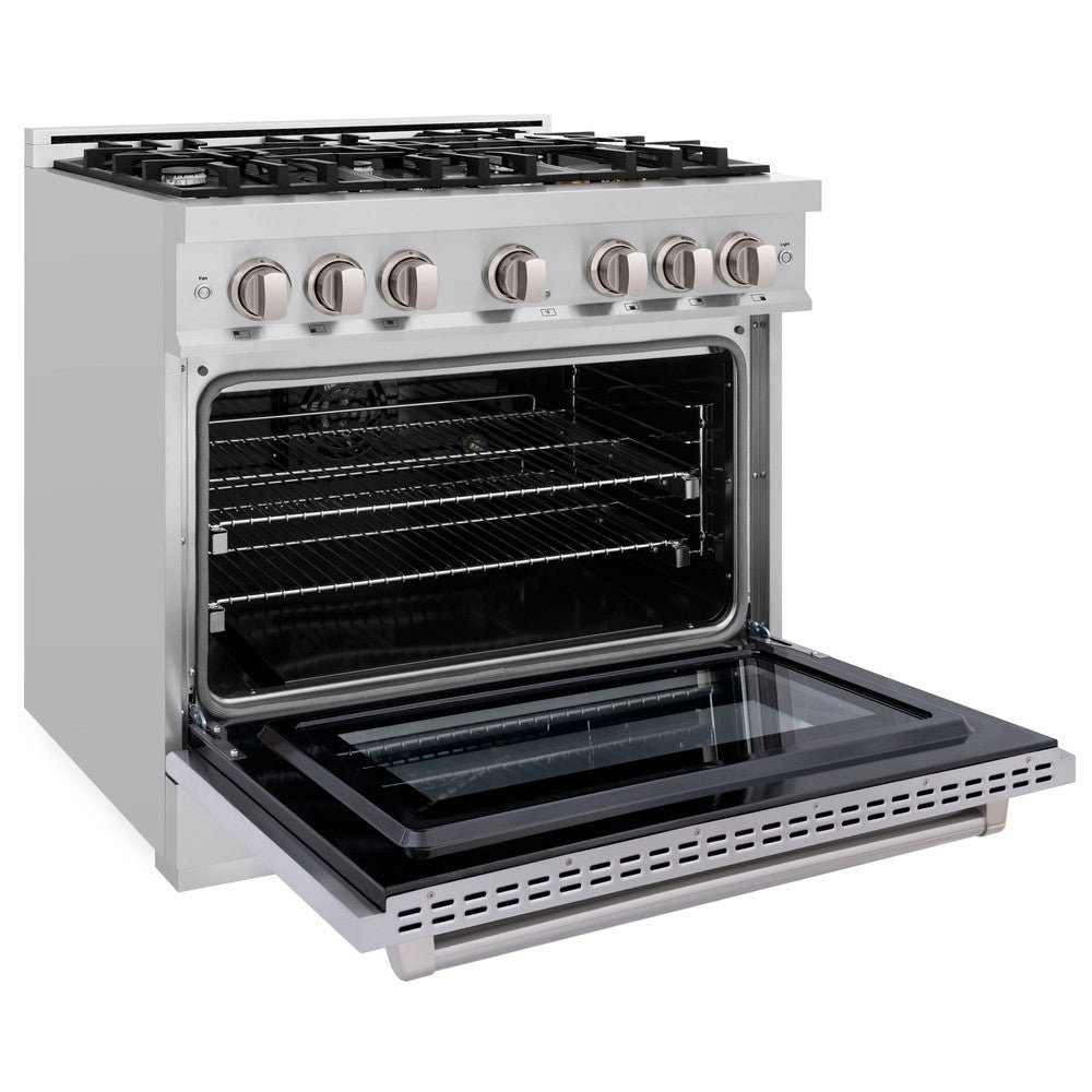 ZLINE 36 in. Dual Fuel Range 5.2 cu. ft. 6 Burner Gas Cooktop Electric Convection Oven Stainless Steel, MODEL HDR36