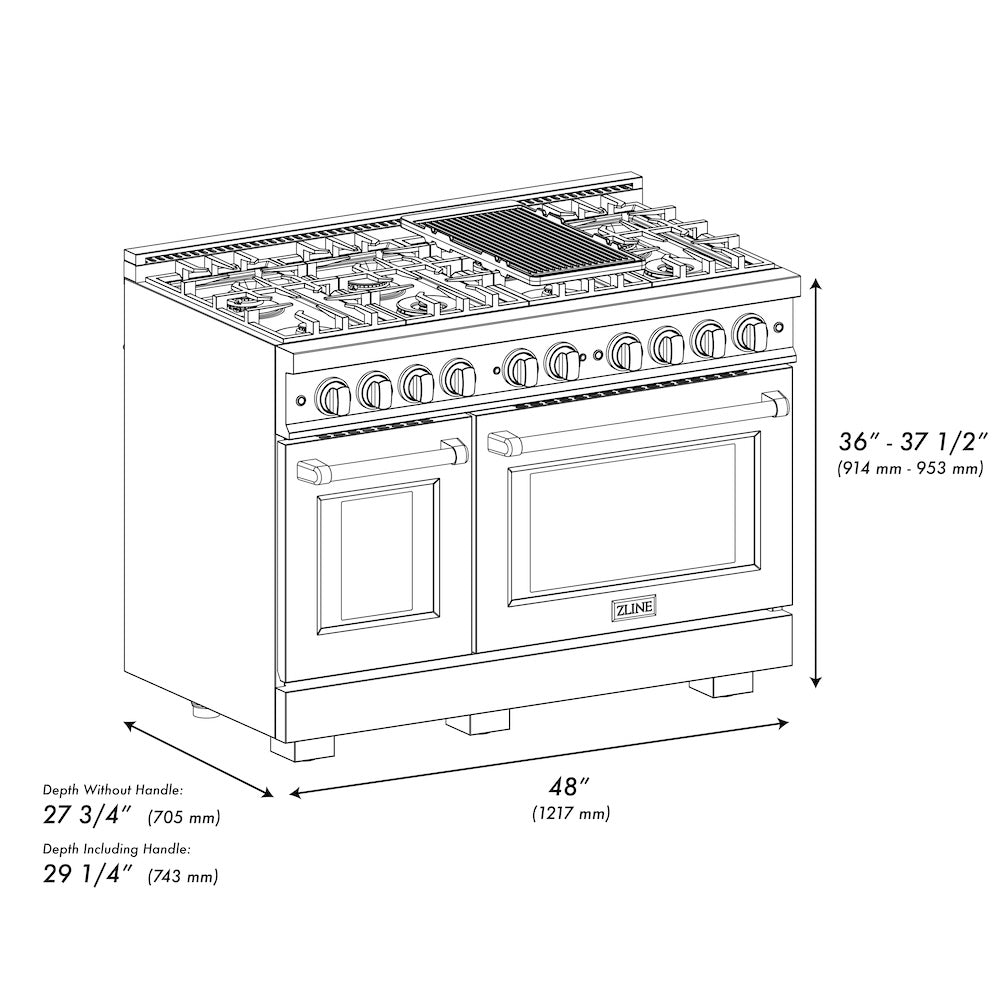 ZLINE Autograph Edition 48 in. Select Double Oven Dual Fuel Range with 8 Gas Burners, 6.7 cu. ft., Stainless Steel with White Matte Doors and Matte Black Accents (HDRZ-WM-48-MB)