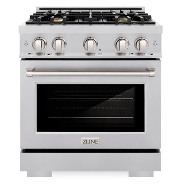 ZLINE 30 in. 4.2 cu. ft. Select Gas Range with 4 Brass Burners and Convection Gas Oven in Stainless Steel (HGR-BR-30)