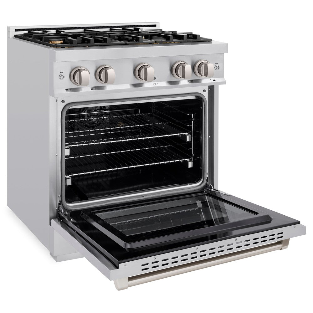 ZLINE 30 in. 4.2 cu. ft. Select Gas Range with 4 Brass Burners and Convection Gas Oven in Stainless Steel (HGR-BR-30)