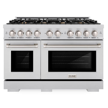 ZLINE 48 in. Select Double Oven Gas Range with 8 Brass Burners, 6.7 cu. ft., Stainless Steel (HGR-BR-48)