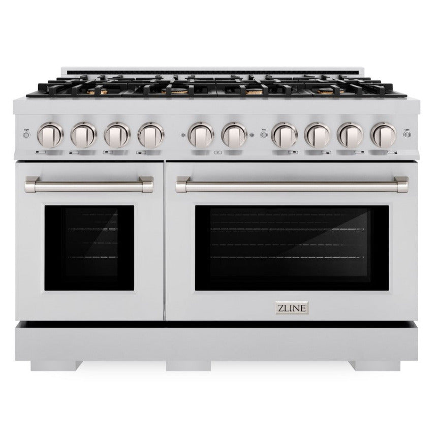 ZLINE 48 in. Select Double Oven Gas Range with 8 Brass Burners, 6.7 cu. ft., Stainless Steel (HGR-BR-48)