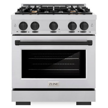 ZLINE 30 in. Gas Range 4.2 cu. ft. 4 Burners Stainless Steel Matte Black Accents (HGRZ-30-MB)