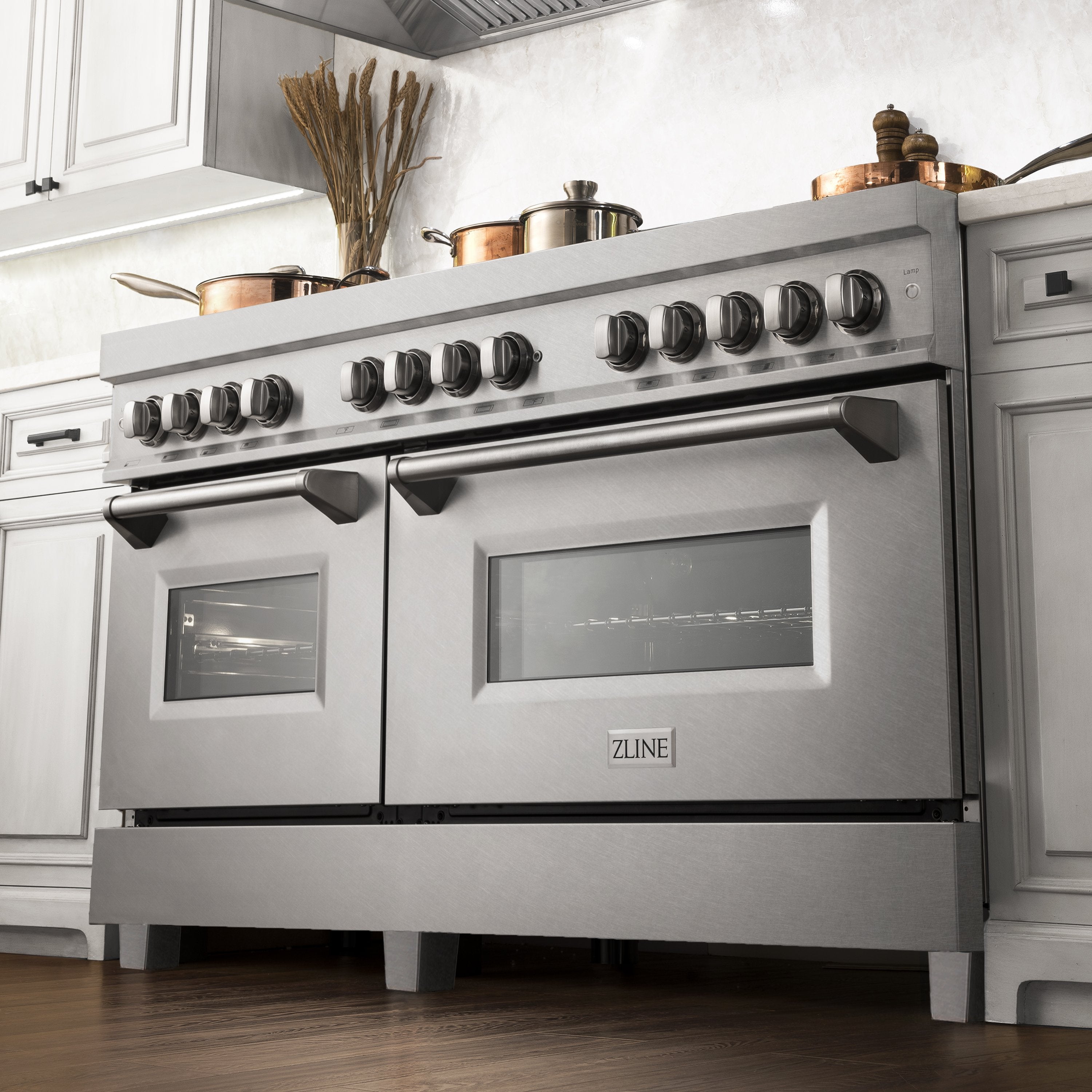 ZLINE 60 in. 7.4 cu. ft. Legacy Dual Fuel Range with 9 Gas Burners and Double Electric Convection Ovens in Satin Stainless Steel (RAS-SN-60)