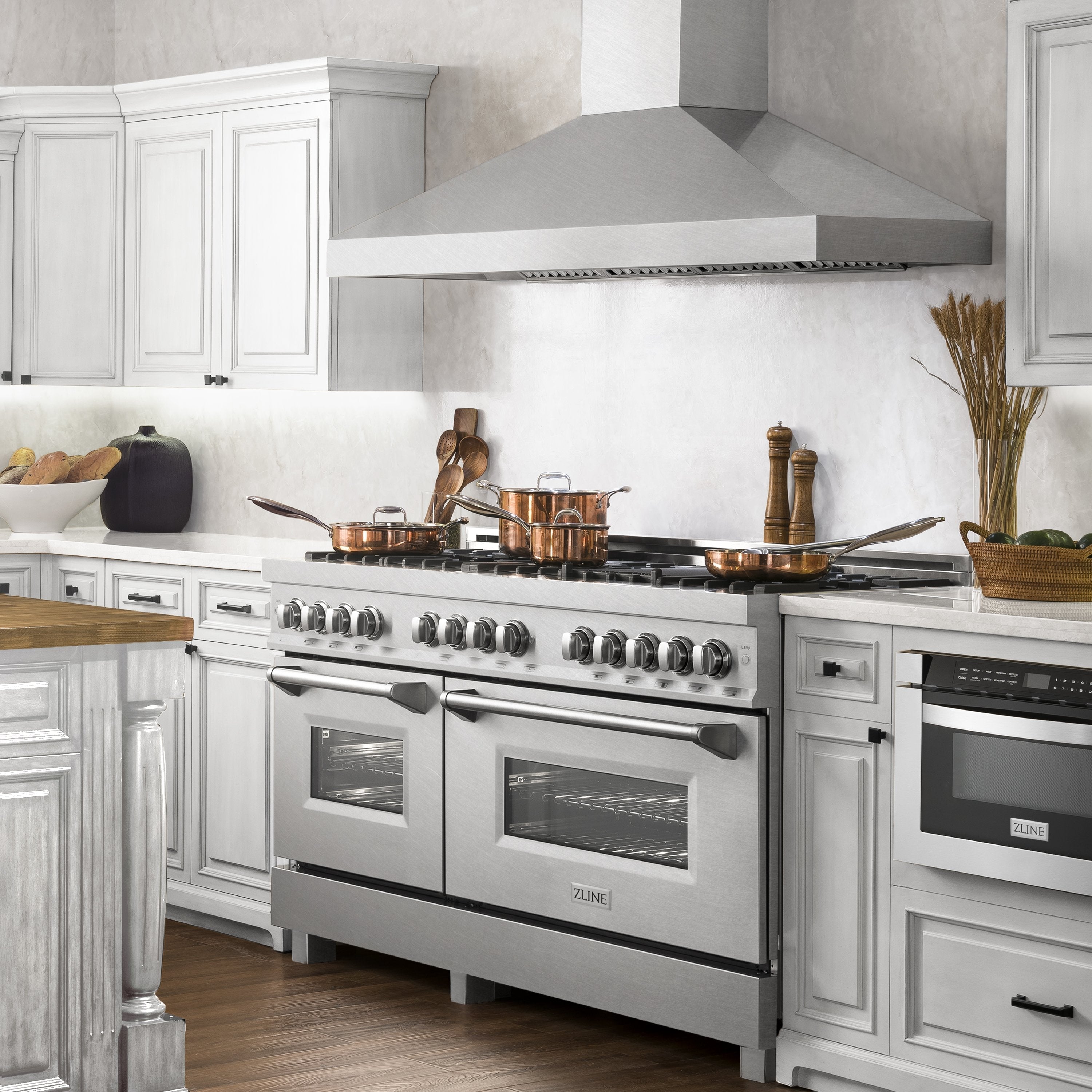 ZLINE 60 in. 7.4 cu. ft. Legacy Dual Fuel Range with 9 Gas Burners and Double Electric Convection Ovens in Satin Stainless Steel (RAS-SN-60)