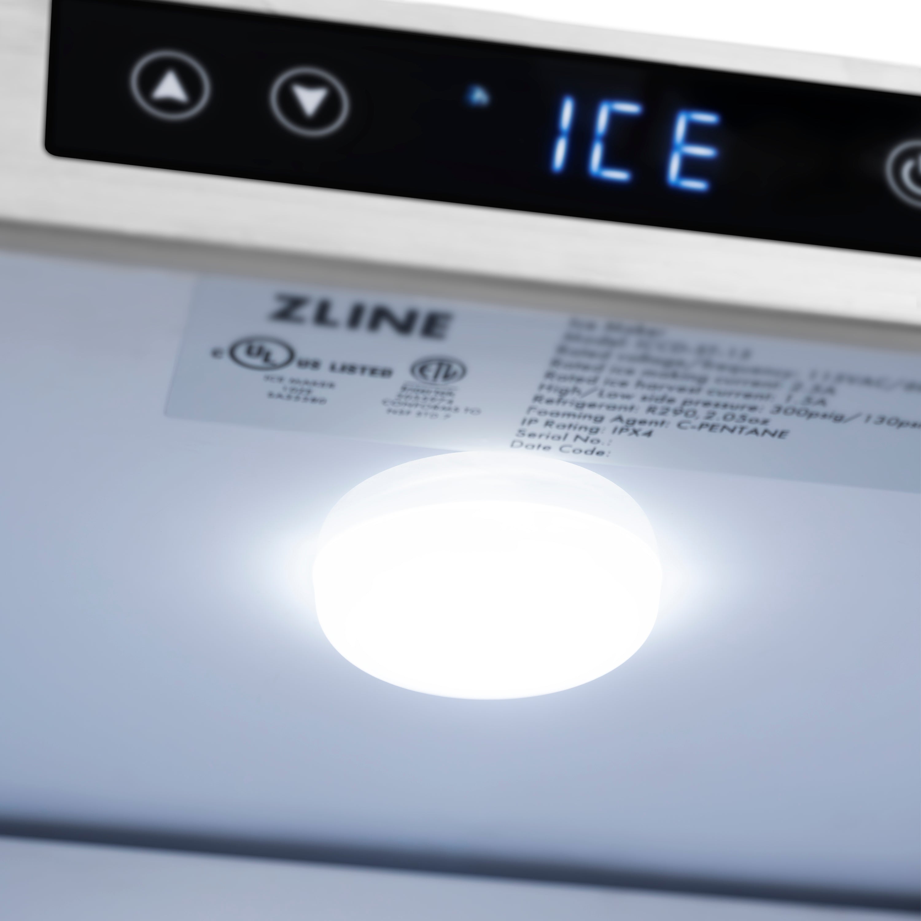 ZLINE 15" Touchstone Clear Cube Ice Maker with Drain Pump and Black Matte Door, ICCD-BLM-15