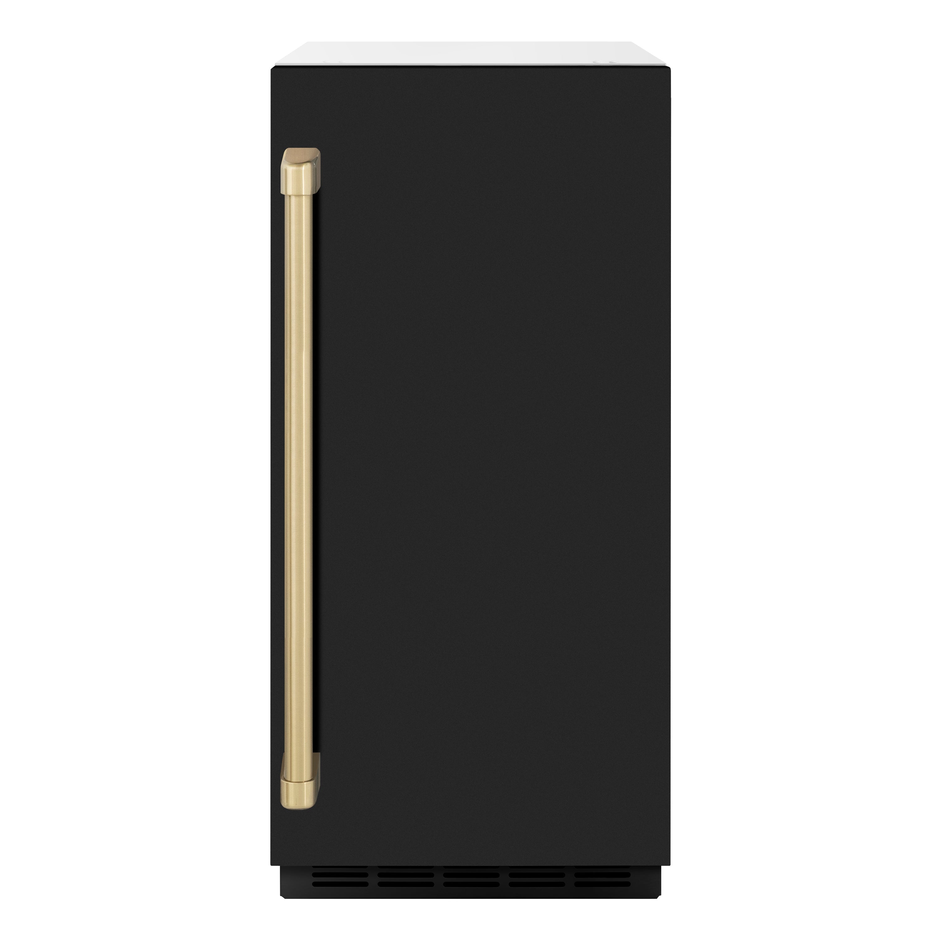 ZLINE Autograph 15" Touchstone Clear Cube Ice Maker with Drain Pump and Black Matte Door with Champagne Bronze Handle, ICCDZ-BLM-15-CB