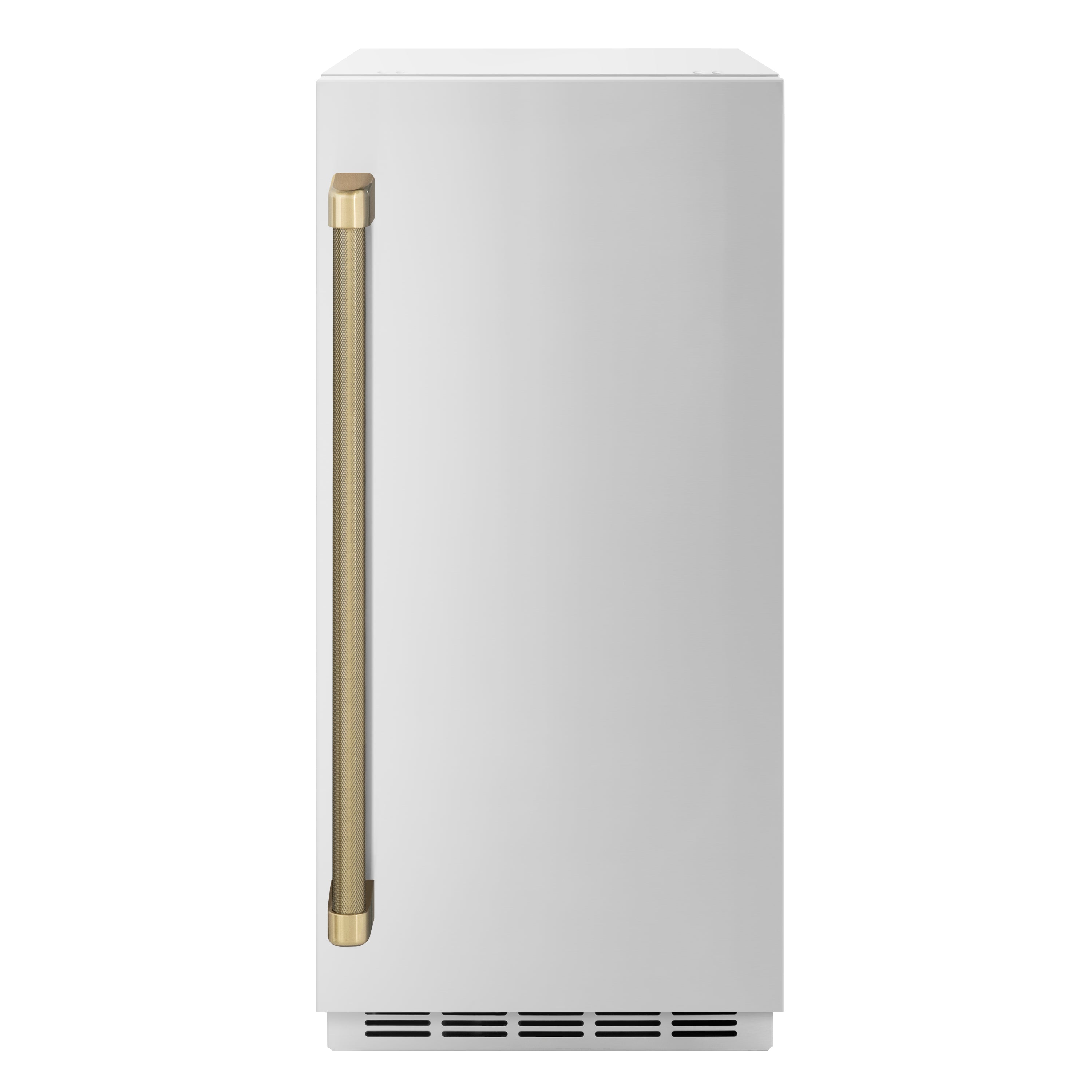 ZLINE Autograph 15" Touchstone Clear Cube Ice Maker with Drain Pump and Solid Stainless Steel Door with Champagne Bronze Helix Handle, ICCDZ-ST-15-KCB