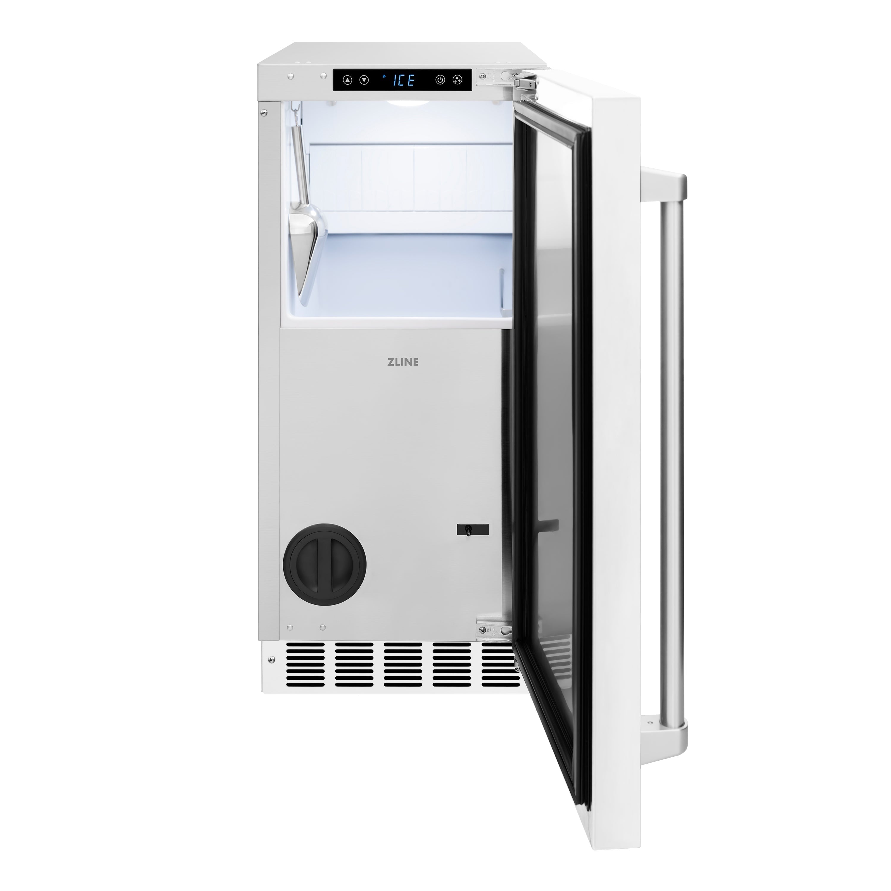 ZLINE 15" Touchstone Gourmet Ice Maker with Drain Pump and White Matte Door, IGMD-WM-15