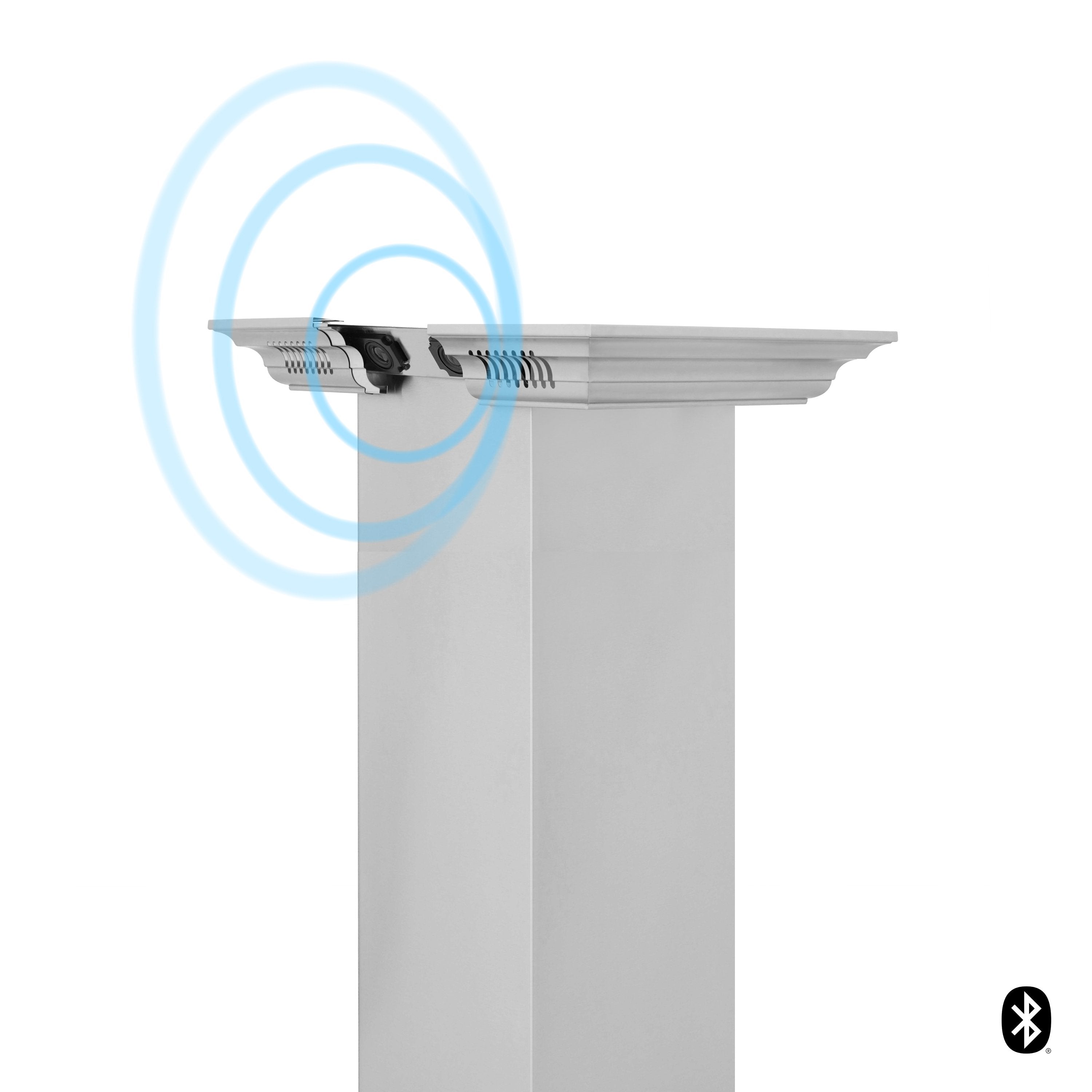 ZLINE 42 in. Island Mount Range Hood Stainless Steel with Built-In Bluetooth Speakers (KE2iCRN-BT-42)