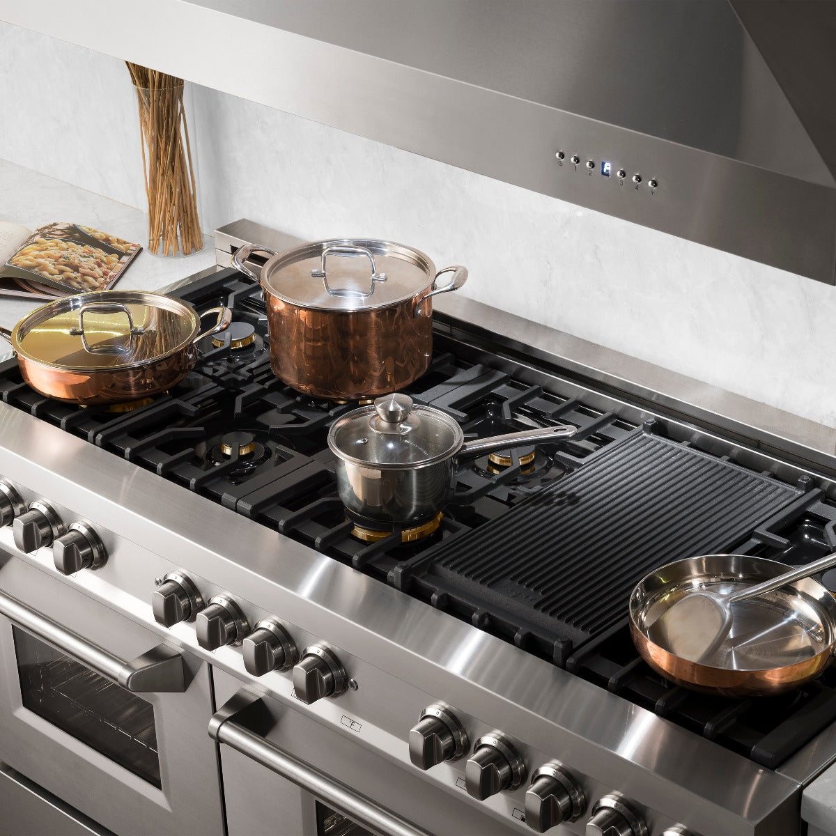 ZLINE 60 in. Professional Gas Range with Brass Burners and 7.6 cu. ft. Electric Oven in Stainless Steel (RA-BR-60)
