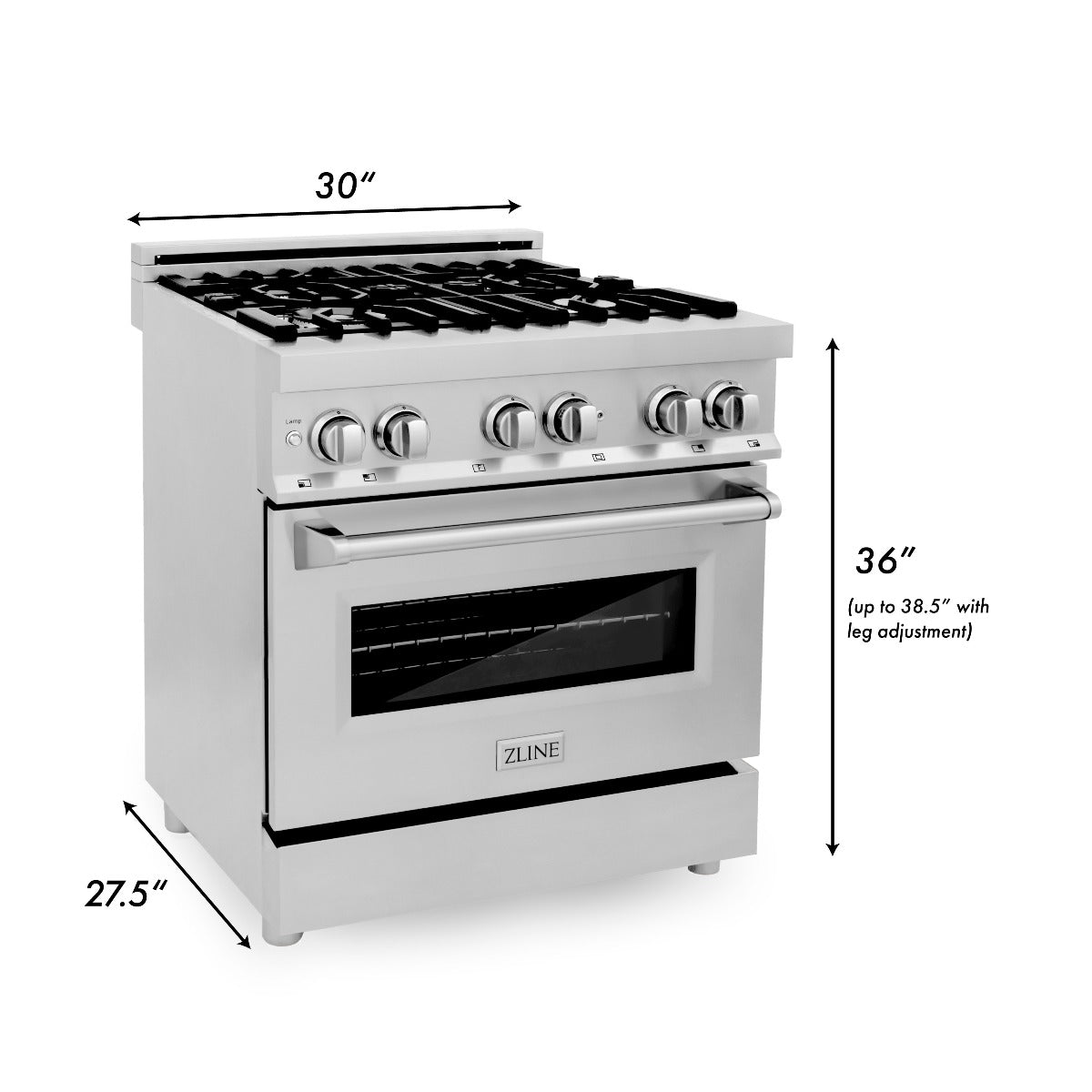 ZLINE Kitchen and Bath 30-Inch Professional Dual Fuel Range with Gas Cooktop and Electric Oven in Stainless Steel (RA30)