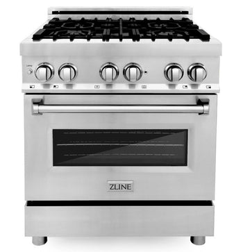 ZLINE Kitchen and Bath 30-Inch Professional Dual Fuel Range with Gas Cooktop and Electric Oven in Stainless Steel (RA30)