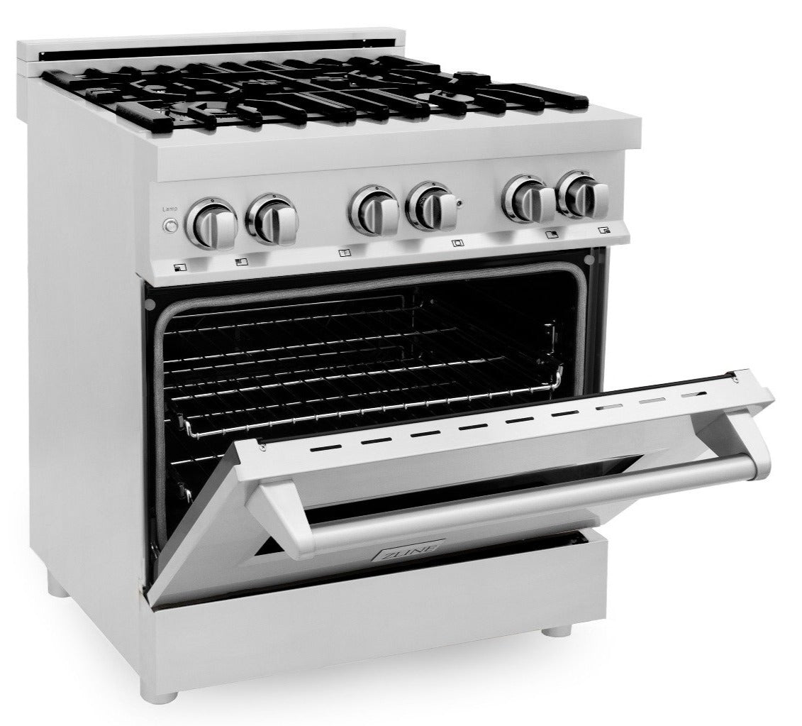ZLINE Kitchen and Bath 30-Inch Professional Dual Fuel Range with Gas Cooktop and Electric Oven in Stainless Steel (RA30)