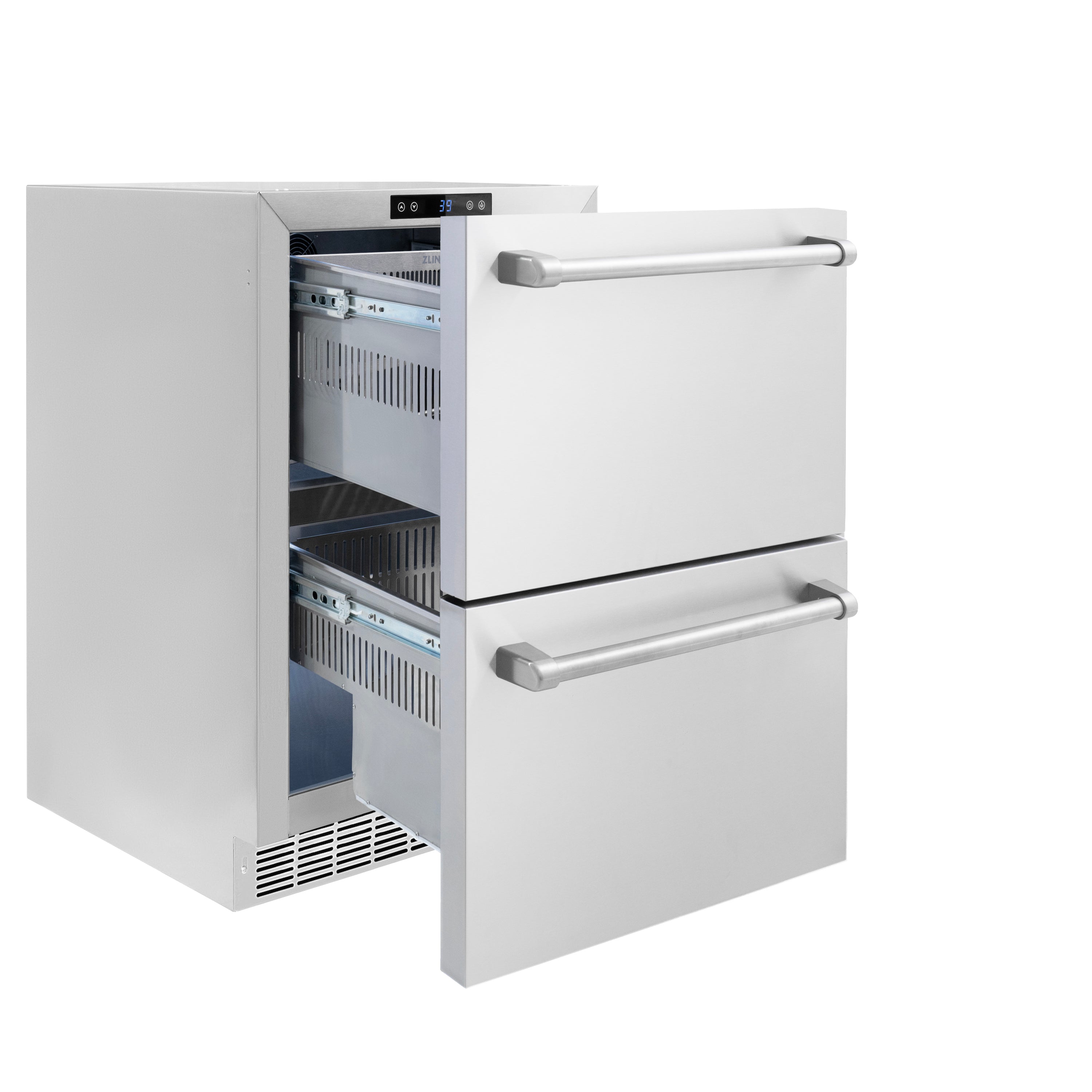 ZLINE 24-Inch Outdoor Refrigerator Drawer 4.6 Cu. Ft. Capacity Stainless Steel Dual Drawer 168-Can Storage (RDSO-ST-24)