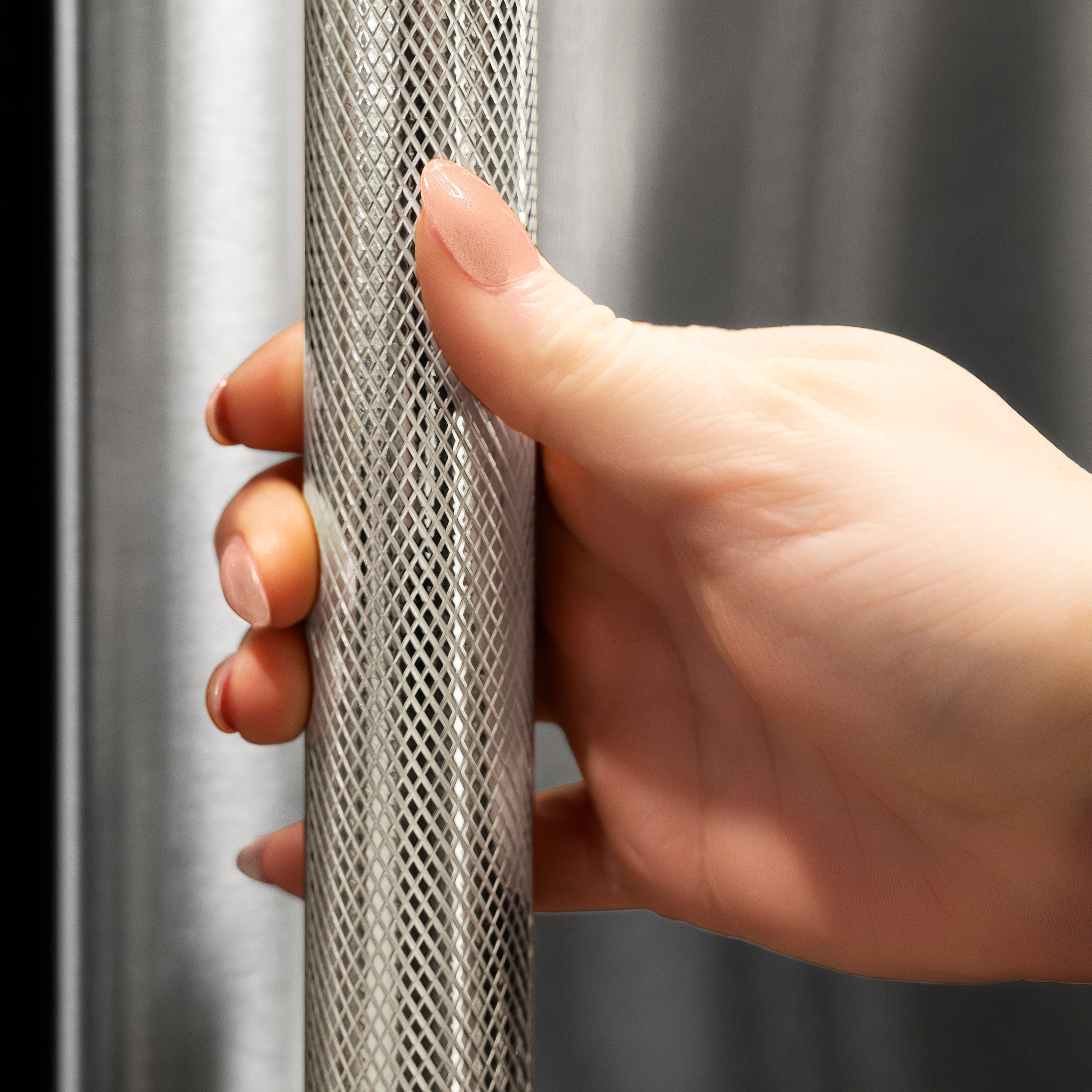 ZLINE 30 in. Built-In Bottom Freezer Refrigerator 16.1 cu. ft. Water Dispenser, Ice Maker, Stainless Steel, Graphite Gray Interior, Polished Nickel Helix Handles (GRBIVZ-30430KPN)