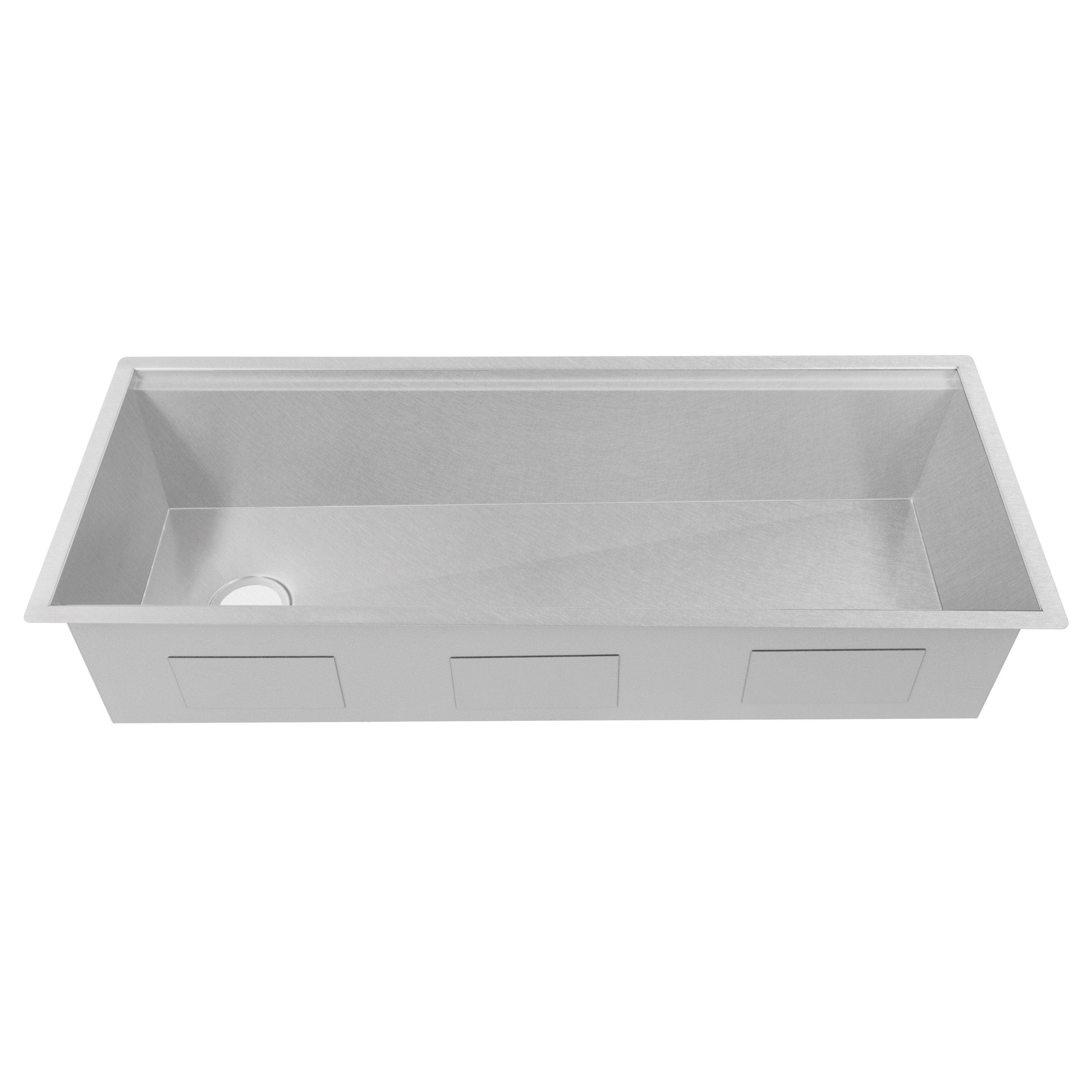 ZLINE 43" Garmisch Undermount Single Bowl Satin Stainless Steel Kitchen Sink with Bottom Grid and Accessories, SLS-43S