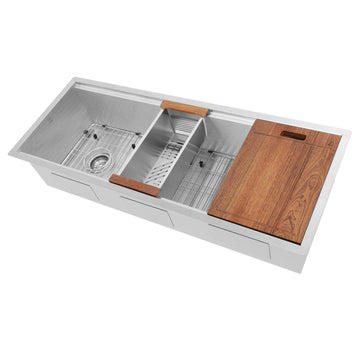 ZLINE 43" Garmisch Undermount Single Bowl Satin Stainless Steel Kitchen Sink with Bottom Grid and Accessories, SLS-43S