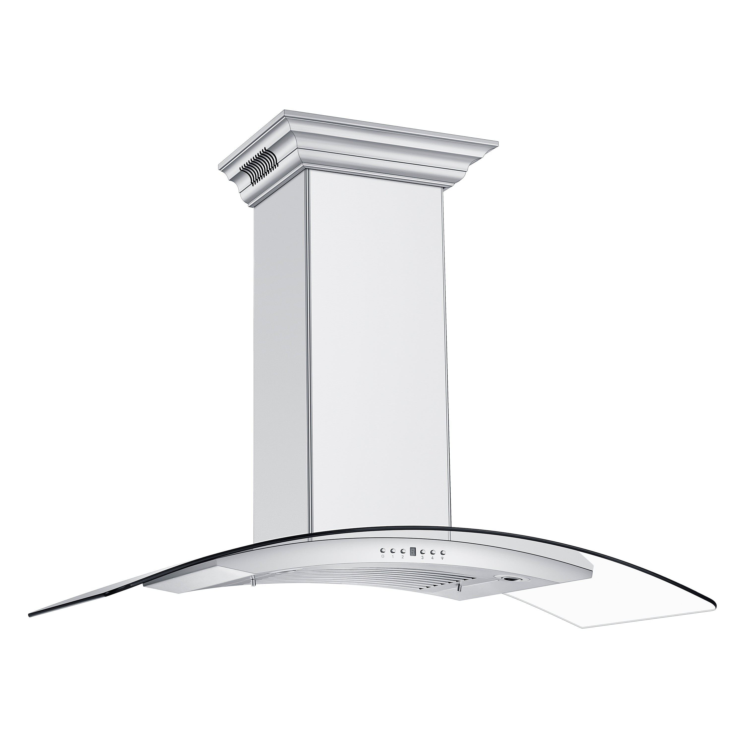 ZLINE 42 in. Wall Mount Range Hood with CrownSound Bluetooth Speakers, Stainless Steel, 400 CFM, LED Lighting (KN4CRN-BT-42)