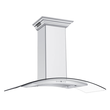 ZLINE 42 in. Wall Mount Range Hood with CrownSound Bluetooth Speakers, Stainless Steel, 400 CFM, LED Lighting (KN4CRN-BT-42)