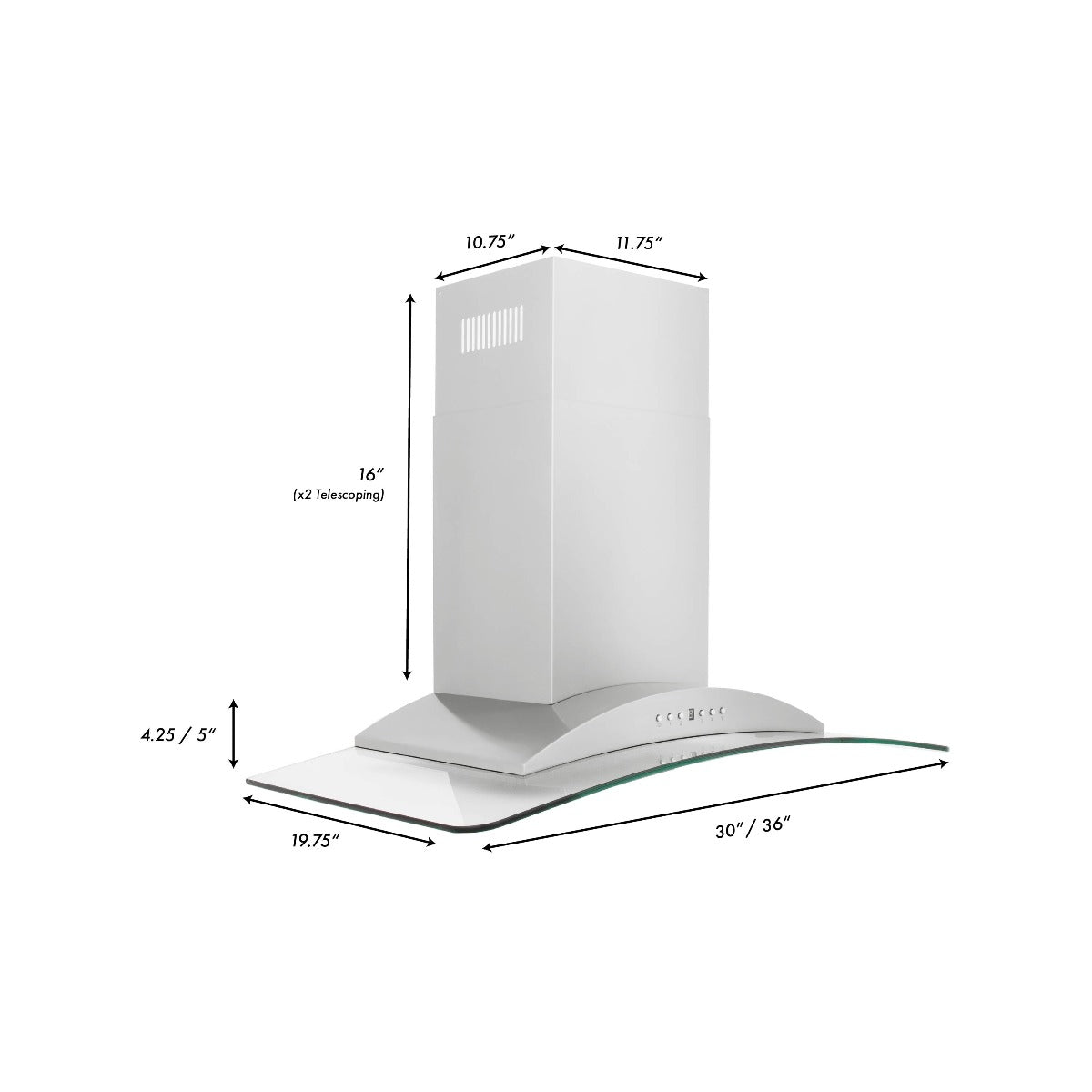 ZLINE 36 Inch Wall Mount Range Hood Stainless Steel & Glass Convertible Vent 400 CFM (KN-36)