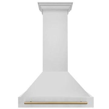 ZLINE 36 Inch Wall Mount Range Hood Stainless Steel Champagne Bronze Handle 8654STZ-36-CB