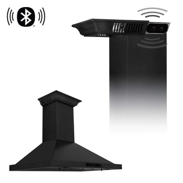 ZLINE 36 in. Wall Mount Range Hood Black Stainless Steel Bluetooth CrownSound Built-In Speakers (BSKBNCRN-BT-36)