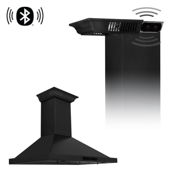 ZLINE 30 in. Wall Mount Range Hood Black Stainless Steel 400 CFM Bluetooth Crown Molding (BSKBNCRN-BT-30)