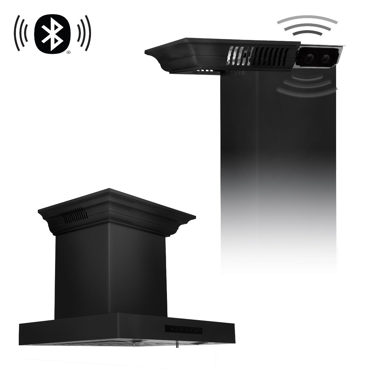 ZLINE 24 in Wall Mount Range Hood 400 CFM Black Stainless Steel with CrownSound Bluetooth Speakers (BSKENCRN-BT-24)