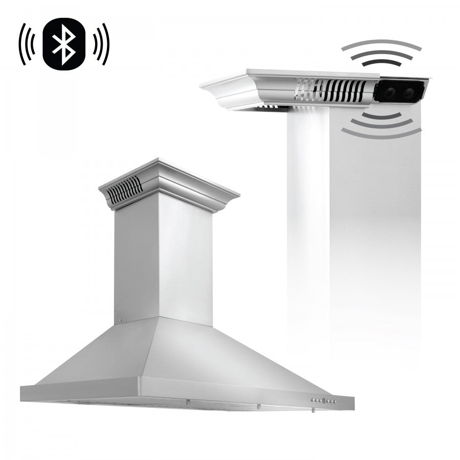ZLINE 36 in. Wall Mount Range Hood Stainless Steel 400 CFM CrownSound Bluetooth Speakers (KL2CRN-BT-36)