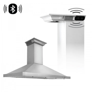 ZLINE 42 in. Wall Mount Range Hood Stainless Steel 400 CFM CrownSound Bluetooth Speakers (KBCRN-BT-42)