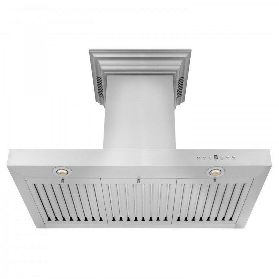 ZLINE 30 in. Wall Mount Range Hood 400 CFM Stainless Steel CrownSound Bluetooth Speakers (KECRN-BT-30)