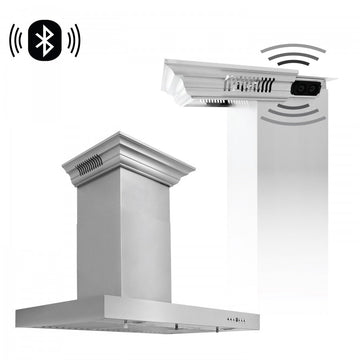 ZLINE 48 in Wall Mount Range Hood Stainless Steel 400 CFM CrownSound Bluetooth Speakers (KECRN-BT-48)