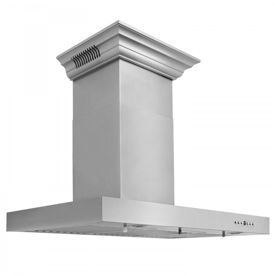 ZLINE 42 in. Wall Mount Range Hood 400 CFM Stainless Steel Bluetooth Speakers CrownSound® (KECRN-BT-42)