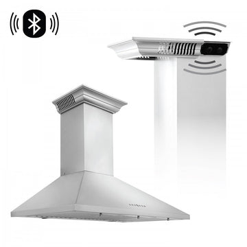 ZLINE 30 in. Wall Mount Range Hood with Bluetooth Speakers, Stainless Steel, KL2CRN-BT-30
