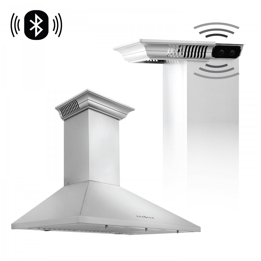 ZLINE 30 in. Wall Mount Range Hood with Bluetooth Speakers, Stainless Steel, KL2CRN-BT-30