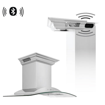ZLINE 36 in. Wall Mount Range Hood 400 CFM Stainless Steel Bluetooth CrownSound Speakers (KNCRN-BT-36)
