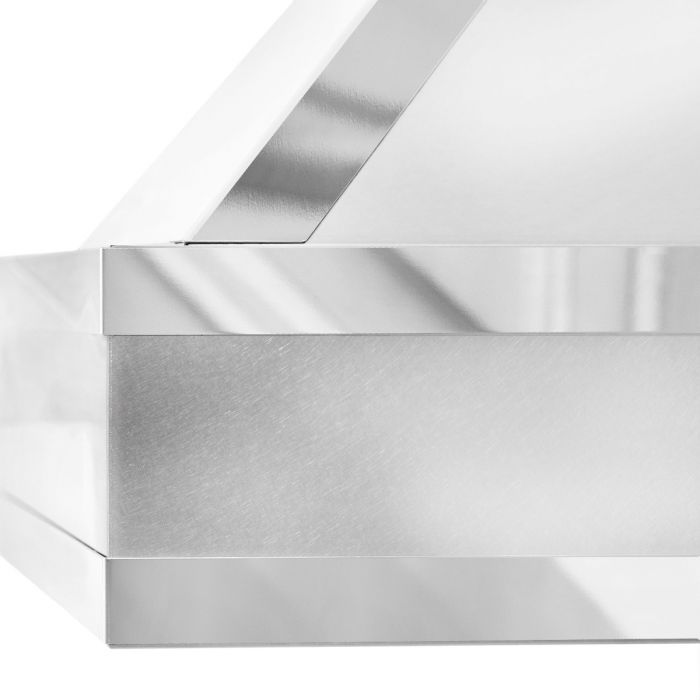 ZLINE 36" Wall Mount Range Hood – Satin Stainless Steel, Ducted, Mirror Accents, Designer Series (655MR-36)