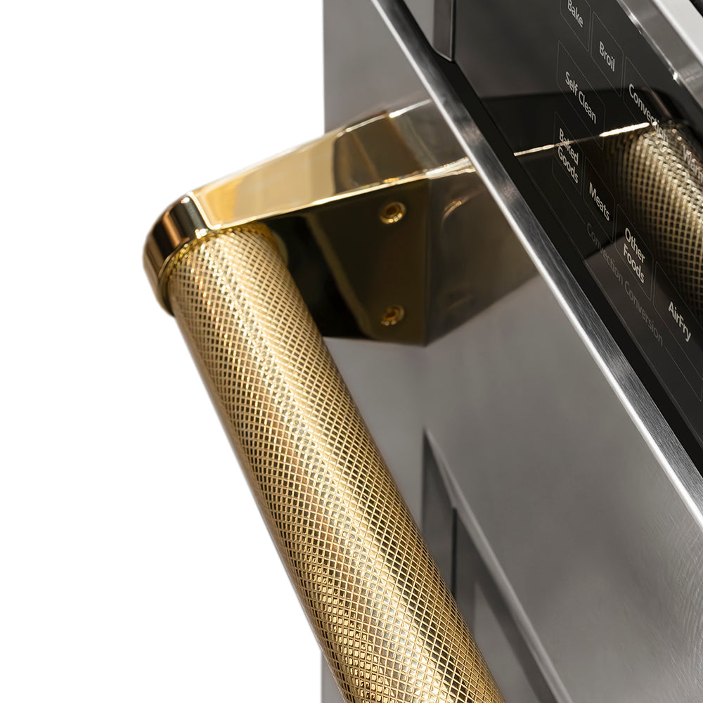 ZLINE Autograph 30" Professional True Convection Single Wall Oven with Air Fry and Self Clean in Stainless Steel with Polished Gold Helix Handle, WASZ-30-KG