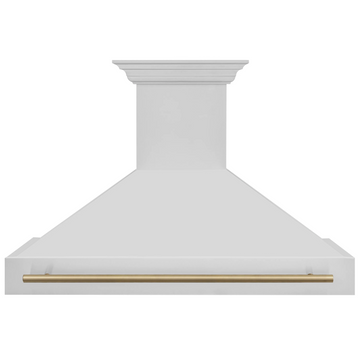 ZLINE 48" Wall Mount Range Hood Stainless Steel Champagne Bronze Handle Autograph Edition 8654STZ-48-CB