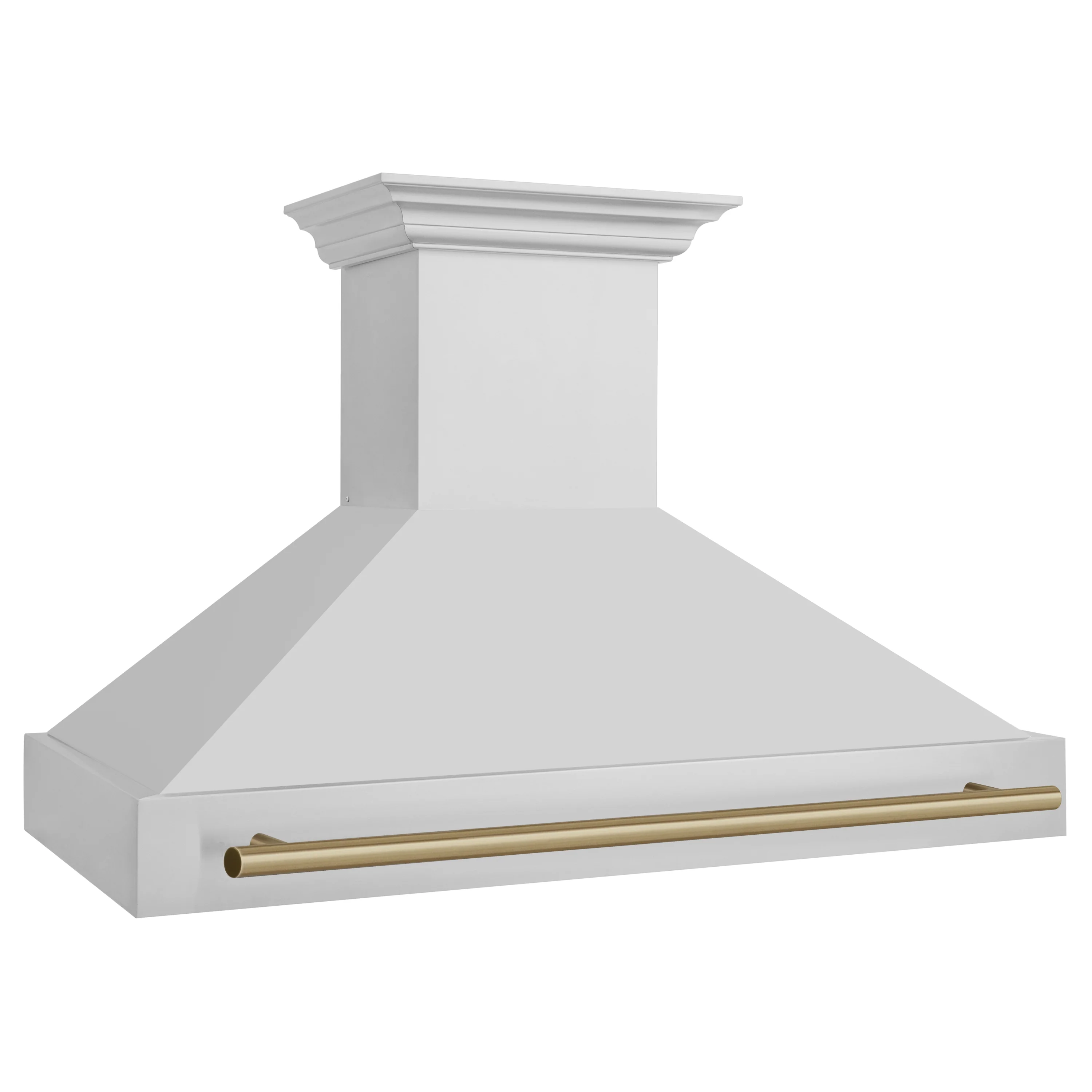 ZLINE 48" Wall Mount Range Hood Stainless Steel Champagne Bronze Handle Autograph Edition 8654STZ-48-CB
