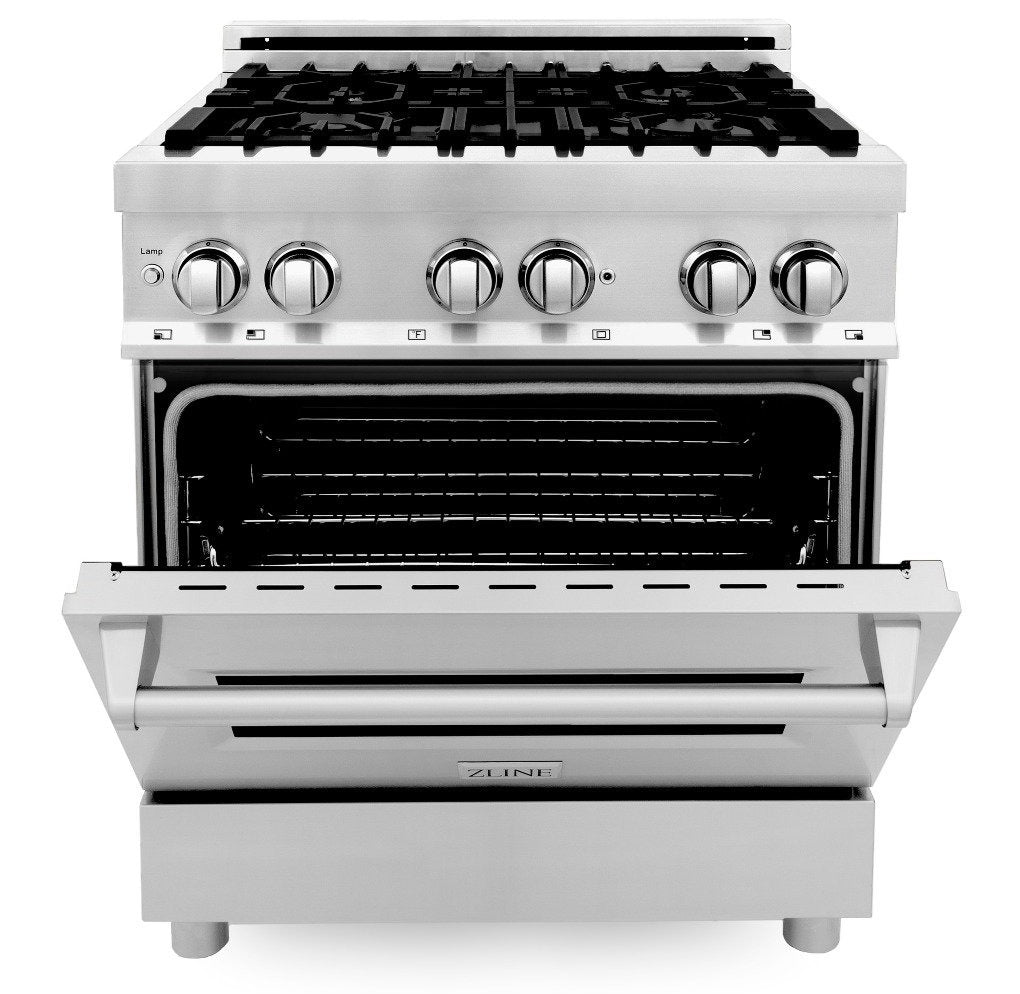 ZLINE Kitchen and Bath 30-Inch Professional Dual Fuel Range with Gas Cooktop and Electric Oven in Stainless Steel (RA30)